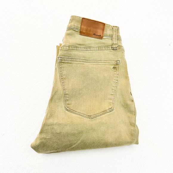 Madewell 9" High-Rise Skinny Green Khaki Denim Jeans Raw Hem Size 28 - Picture 1 of 10